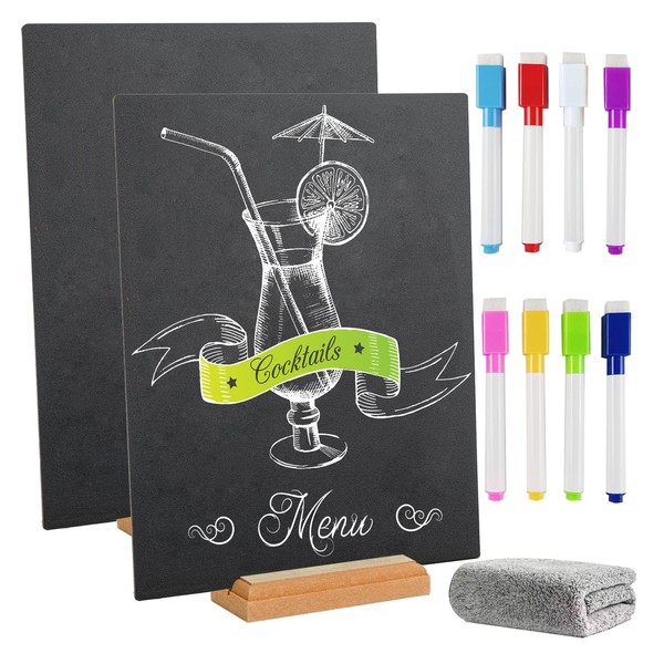 NANXJIUR 2 Pack Mini Chalkboard Signs with Base Stand Restaurant