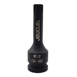 JEUCLEL M12 Triple Square Impact Spline Bit Socket, 12mm Metric 1/2-Inch Impact Drive Triple Square Socket, Cr-Mo Steel Lengthen Screwdriver Socket Adapter