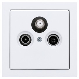 Busch Hunter Complete Set / Antenna Socket Insert Radio / TV / SAT (**) WISI + Single Frame and Cover All in Busch Jäger Future Linear Studio White