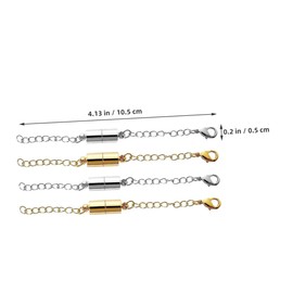 DOITOOL 4 Pairs Magnetic Necklace Extender Gold Silver Chain Extenders for Necklaces Bracelets and Pendants Durable Easy to Attach Jewelry Accessories