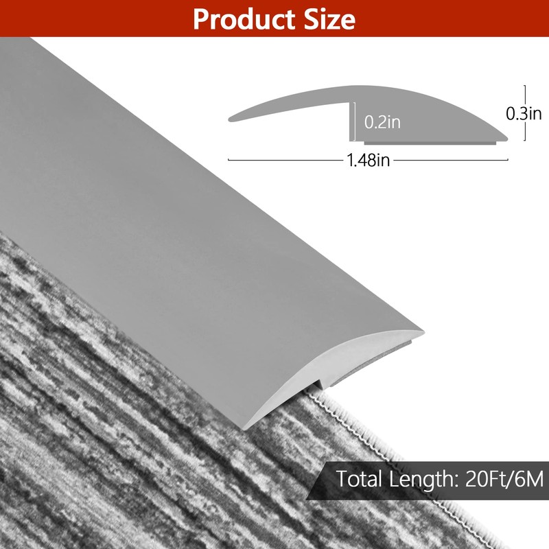 20Ft Floor Transition Strip Self Adhesive Carpet to Tile Floor