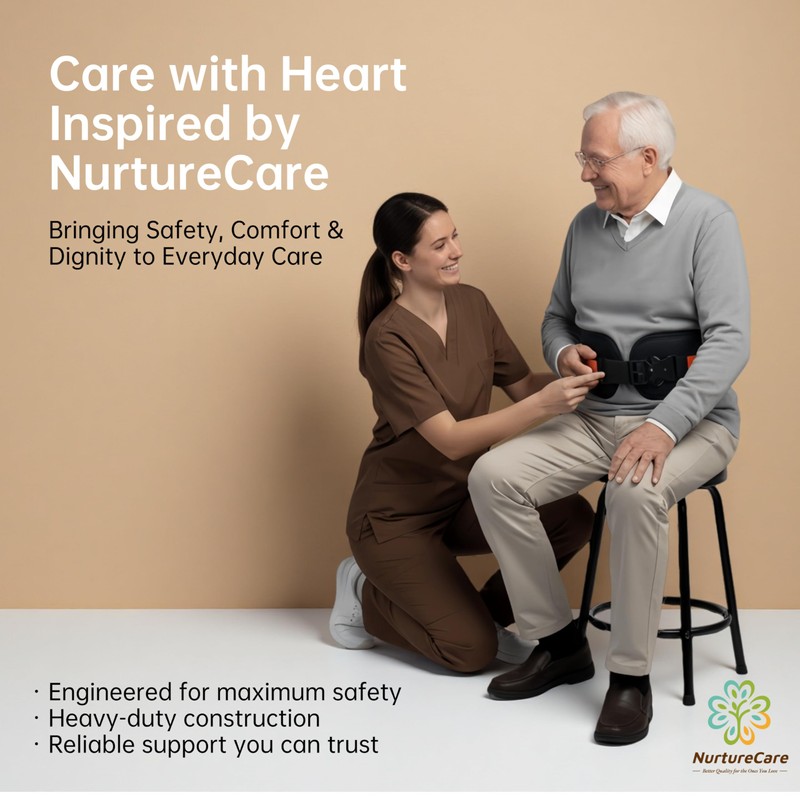 NurtureCare Gait Belt, Upgraded with Metal Buckle & Detachable Leg