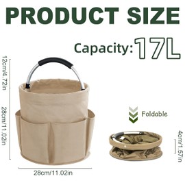 Kiswleon 17 l Reinigungsbehälter mit Griff, Reinigungskorb-Organizer, faltbarer Reinigungs-Caddy für platzsparende Reinigung, Eimer-Organizer für Reinigungsprodukte, leicht zu reinigen und zu tragen