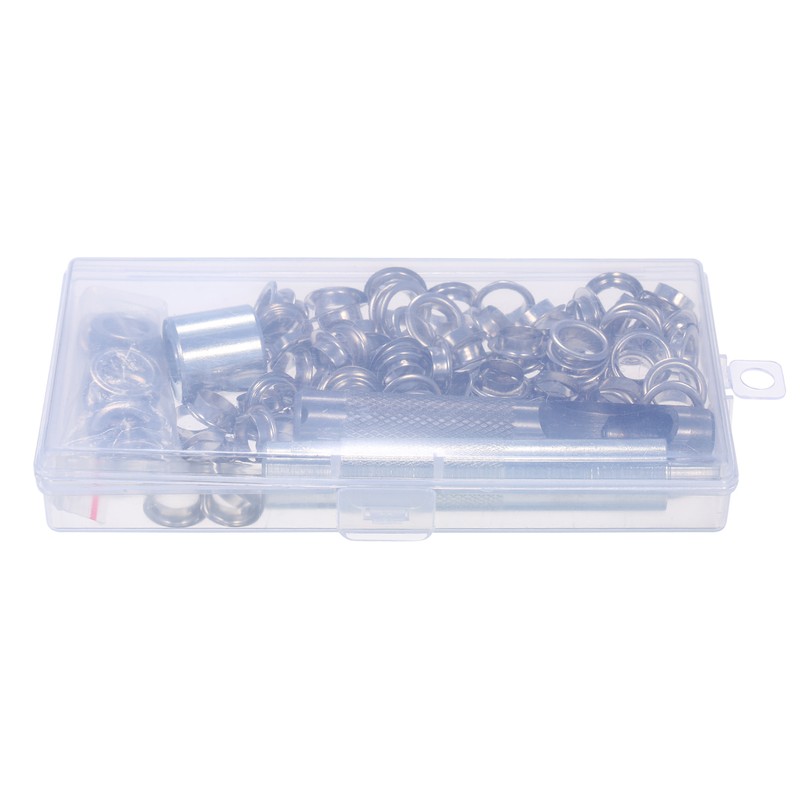 100 Sets 10mm 3/8-inch Grommet Kit Silver Sewing Eyelet Kit