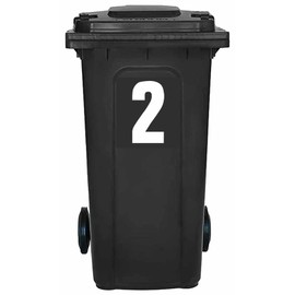 Pack of 4 White Wheelie Bin Number 2 Stickers (17 cm) Waterproof Bin Number Stickers Packwith® #PBN10-2