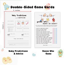 Murrilome Baby Predictions & Advice Cards for New Parents, Mommy or Daddy Guess Who Baby Shower Game - 2 Game 40 PCS Double Sided Cards, Wishes for Mommy & Daddy, Gender Reveal Boy or Girl