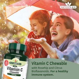 Natures Aid Chewable Vitamin C 500 mg, Sugar Free, Suitable for Vegans, 50 Tablets