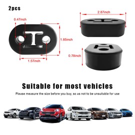 Sylvil 2 PCS Car Rubber Exhaust Hanger, Insulator Exhaust Muffle Hanger Mounting with 2 Holes 12mm (0.47"), High-Density Muffler Bracket Bushing Mount, Universal Car Accessories