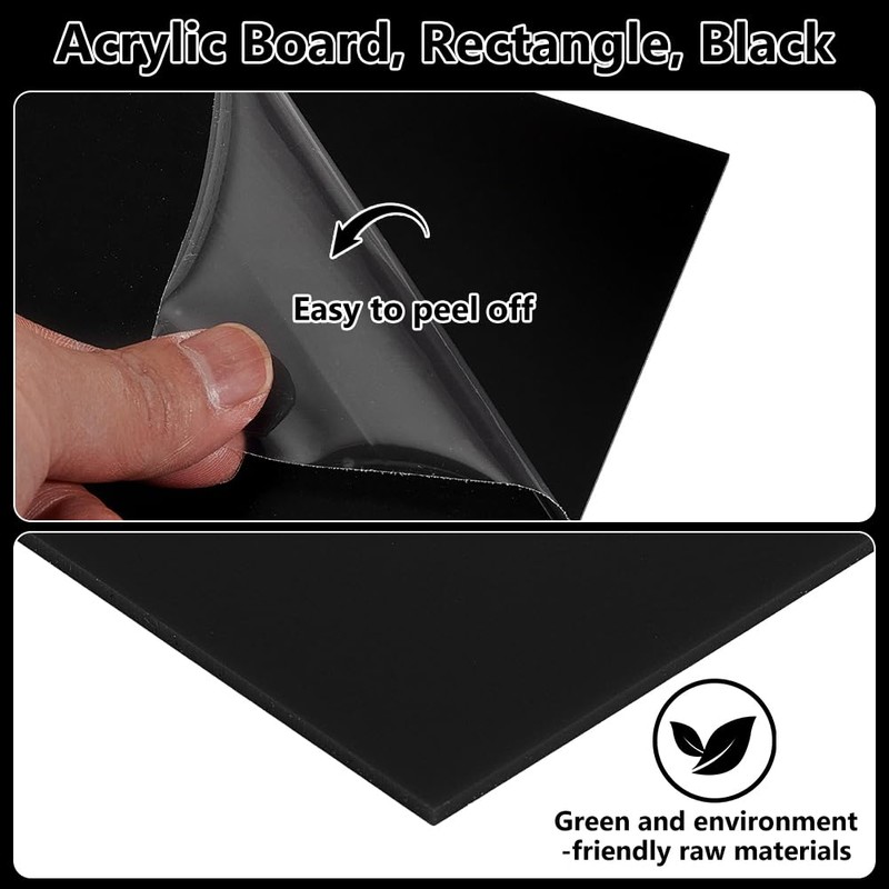 UNICRAFTALE 5Pcs Black Acrylic Sheet 2mm Thick Cast Opaque Panel