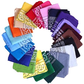 Homiliky Bandanas,22 Pack Cotton Paisley Print Head Wrap Headwear Bandanas for Men Women,Multifunctional22*22 Inch Cotton Cowboy Wristband Headband for Head Cycling Hair