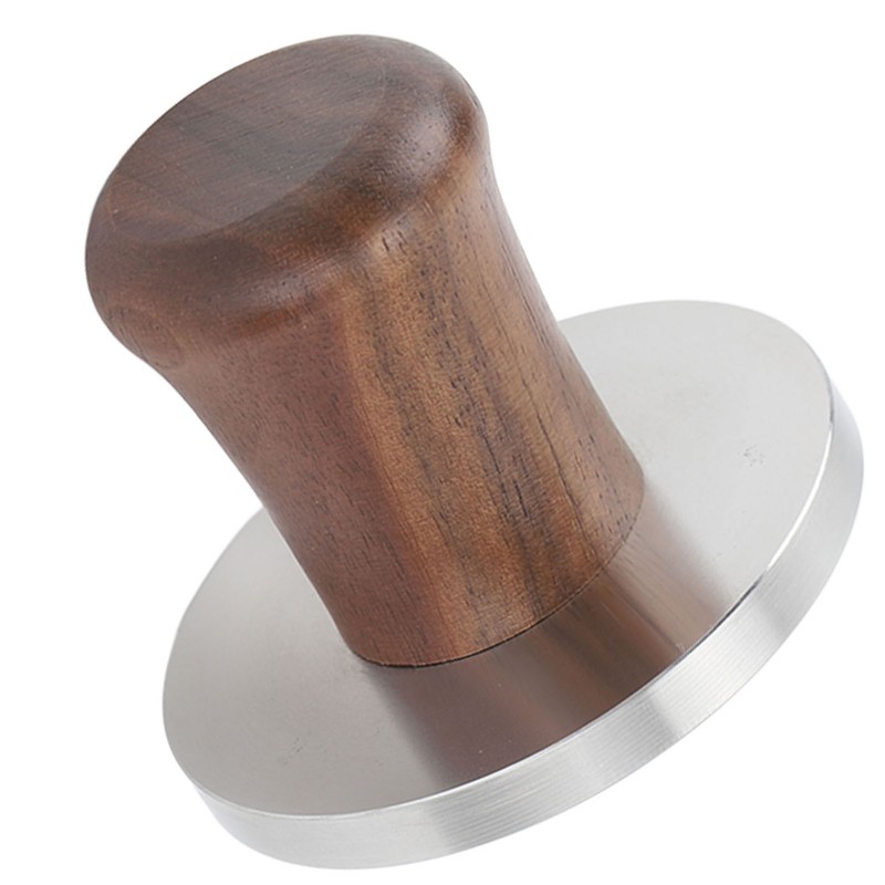 Wood Handle Coffee Tamper Stainless Steel Press Detachable Flat Base