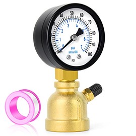 MEANLIN MEASURE 0-100Psi Forged Brass Gas Test Pressure gauges, 3/4" FNPT Connection, 2" Double Graduated , Bell Shape Body Assembly, -3-2-3% Accuracy