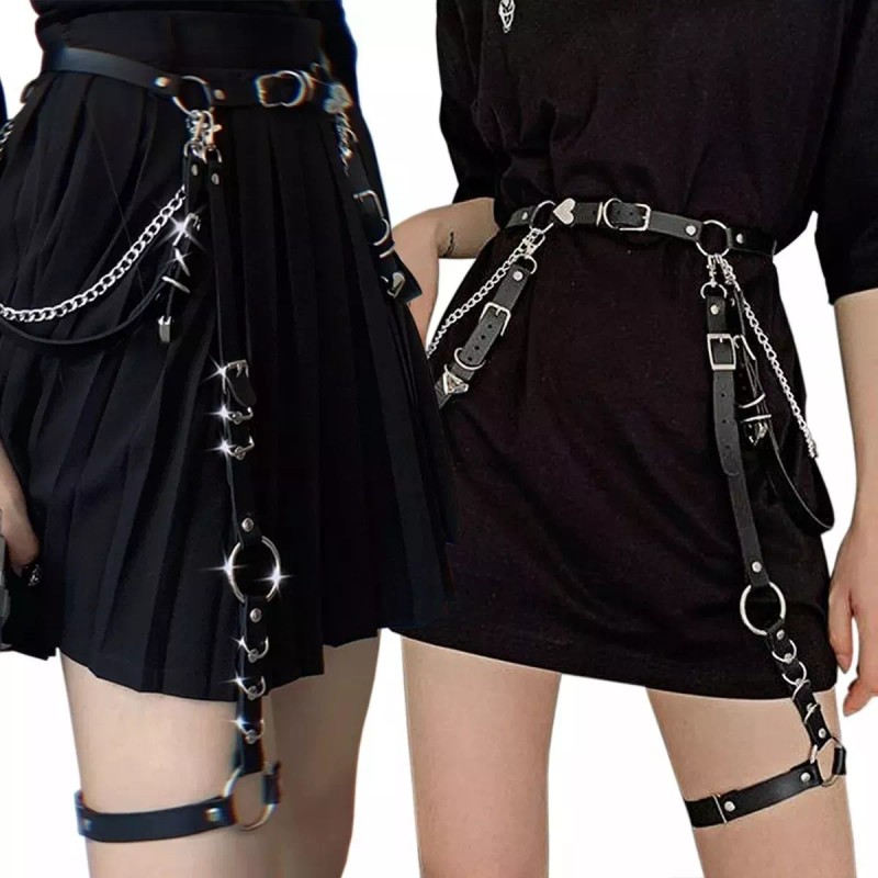 JuanShop Arnes Liguero Con Cadenas Punk Cinturón Tirantes Gothic