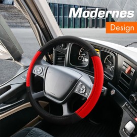 Upgrade4cars Truck Steering Wheel Cover 44-46 cm in Red | Steering Wheel Protector Universal | Steering Wheel Cover for Summer and Winter | Car Accessories Interior Decoration