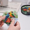 Famame 6 Pcs Tropical Parrot Toucan Palm Leaves Leather Coasters
