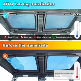 Car Roof Windshield Sun Shade Compatible with Hummer EV 2024 2025 Sunroof Sun Shade Protection 4 Piece Roof Windshield Heat Insulation Cover Foldable Roof Sunshade Accessories