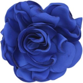 Satin Rose Flower Brooch Pins Dainty Large Camellia Pins Shawl Clips Duckbill Clips for Women Wedding Prom Banquet Party Jewelry-Bright blue