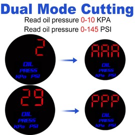 WATERWICH 2" 52mm Oil Pressure Gauge Kit KPA/PSI Red for Car Truck Marine Vehicle Automotive Red