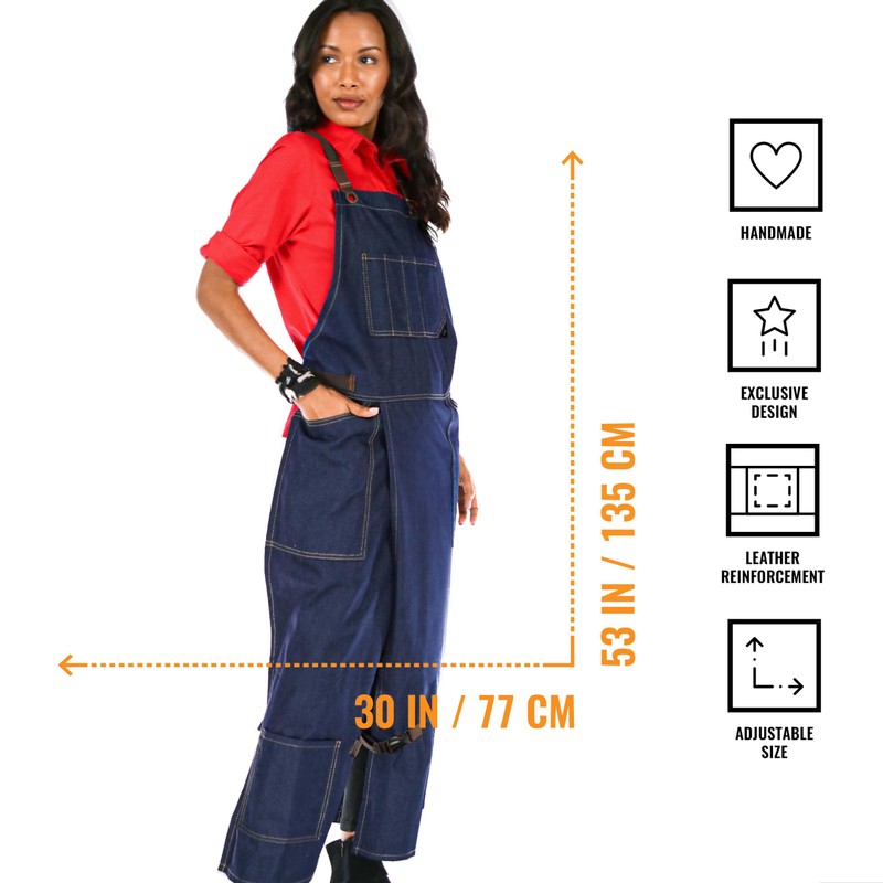 Under NY Sky Pottery Blue Apron – Full Coverage Cross-Back,