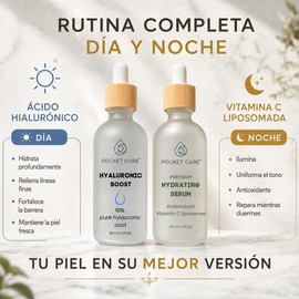 Kit Facial Iluminador + Hidratante Sérum Vitamina C + Sérum Ácido Hialurónico 10% Antimanchas, Antiarrugas, Hidratación Profunda, Piel Radiante (Kit10%+VitC)