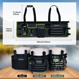 Boomistry Fishing Bucket Organizer for 5 Gallon Bucket Accessories, Fishing Tackle Bag with Adjustable Buckle, Fishing Rod Bag with 15 Multi-Pockets for Fishing Gear and Equipment (Dark Gray)