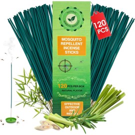 120 Pcs Mosquito Repellent Outdoor Patio, Mosquito Incense Sticks Natural Citronella Oil Plant-Based Bug Repellent for Camping Fishing Backyard Travel