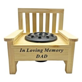 Memorial Wooden Bench with Flower Pot Grave Flower Vase Graveside Memorial with flower holder (In Loving Memory Dad 4805)