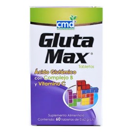 Glutamax 60 Tab .62g Cu Acido Glutamico Con Complejo B                                                                                                