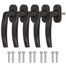KOTARBAU Set di 5 maniglie per finestra – Maniglia per porta del balcone – Bottoni a pressione – PVC – 35 mm – Marrone – Maniglia per porta della terrazza – Universale – Facile installazione