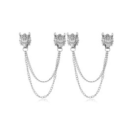 Lapel Pin for Men Suits Crystal Chain Brooch Suit Pin Buckle Chain Collar Lapel Pin Vintage Hat Pins Mens Lapel Pins for Suits Shirt Collar Pin Chain Brooch Pin Clips for Suit