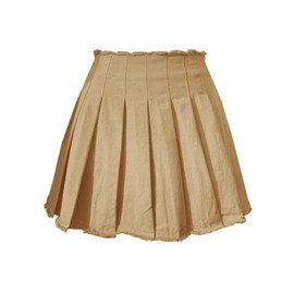 ZHANCHTONG Women's High Waist A-Line Pleated Mini Skirt Short Tennis Skirt (Frayed-Khaki,S)
