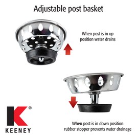 Plumb Pak K22025 Replacement Adjustable Post Strainer Basket, Stainless Steel