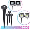 Zhengmy 4 Packs Threaded Spike Flood Light Ground Stake Metal