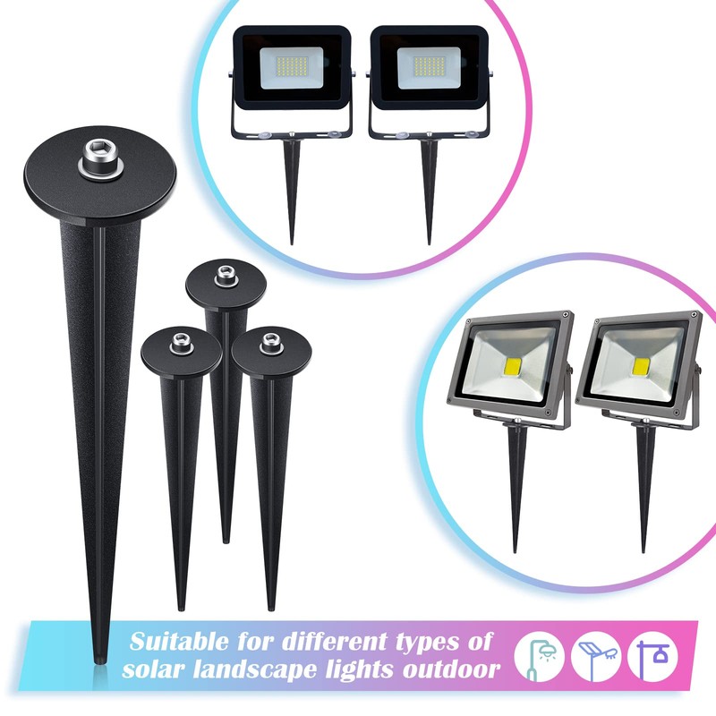 Zhengmy 4 Packs Threaded Spike Flood Light Ground Stake Metal