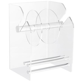 Clear Label Roll Holder, Transparent Acrylic Tape Dispenser, Adjustable Desktop Sticker Roll Holder for Office and Home, Adjustable Sticker Roll Holder with 2 Removable Divider Disks
