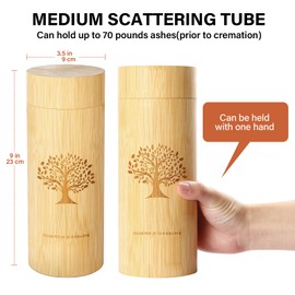 HOOMTREE Scattering Tubes for Human Ashes Made of Bamboo,Large Scattering Urns for Human Ashes Adult with Tree of Life Pattern,Biodegradable Cremation Urn for Women Male Pet,3.5 * 9 Inches,1 Piece