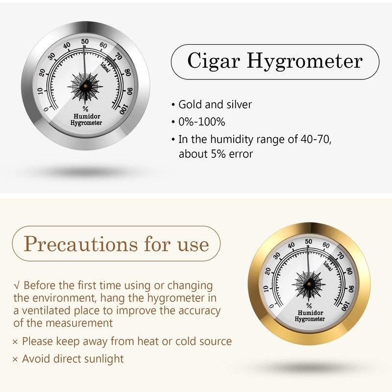 Frienda 2 Pcs Hydrometer 2 Inch Humidity Meter Cigar Humidor
