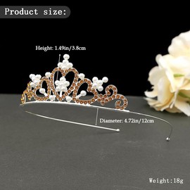Yheahin Sparkling Crystal Pearl Tiara and Crown Elegant Rhinestone Heart Shape Princess Crown Wedding Birthday Party Headpiece Costume Hair Accessories for Girls (Pearl - Yellow)