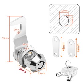 Toolbox Locks Tubular Cam Lock Keyed Alike Tool Box Compartment Door Mailbox Drawer Cabinet Lock(Silver-20mm)