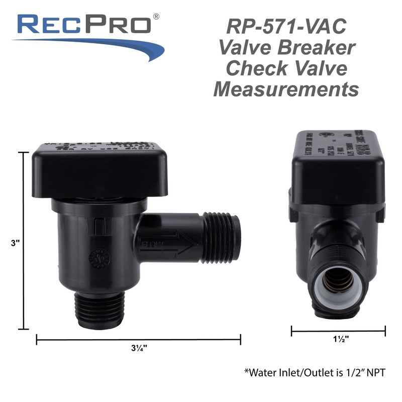 RecPro RV Vacuum Breaker Check Valve | Protect Fresh Water
