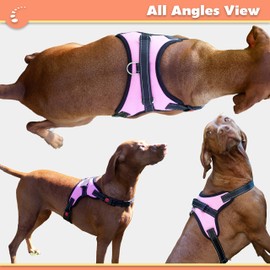 Zenify Pets Dog Harness - Chest Control Grab Adjustable Reflective for Large Dogs (Pink, Large)…