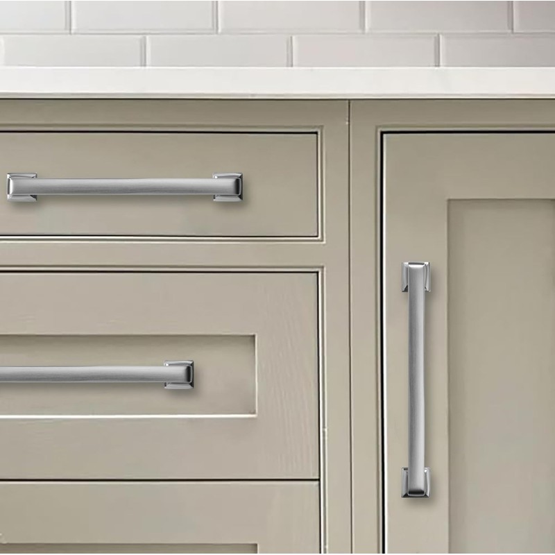 khtumeware 20 Pack Brushed Nickel Cabinet Pulls, 5 Inch(128mm) Hole