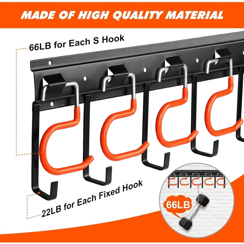 TVKB Store 17'' All Metal Garden Tool Organizer Adjustable Garage