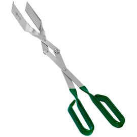 Long Tongs for Grilling: 17.5" Heavy Duty Extra Long BBQ Tongs. Scissor Grip Grilling Tongs, Stainless Steel Metal Tongs for Cooking, Kitchen & Outdoor Barbecue - Grilling Tools & Dad Gift, Green