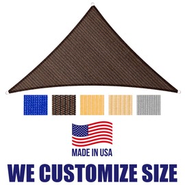 HOMA 12' x 16' x 20' Brown Sun Shade Sail Triangle Canopy, 95% UV Blockage Awning Shelter Fabric Cloth Screen for Patio Outdoor Backyard - Heavy Duty Commercial Grade (Custom Size - Made in USA)