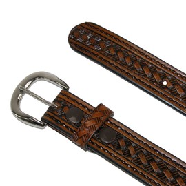 CTM® Men's Leather Western Belt with Removable Buckle, 40, Black