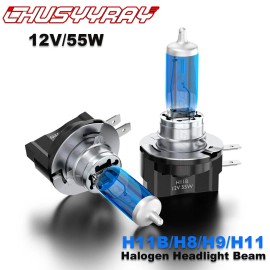 CHUSYYRAY Halogen HID H11B 55W 5000K White Two Bulbs Head Light Low Beam Replacement Lamp
