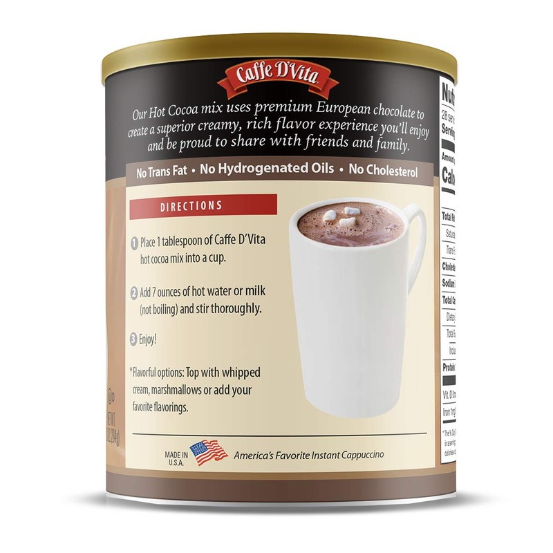 Caffe D'Vita Sugar Free Hot Cocoa Mix - Gluten Free,