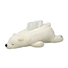 CHOOLD Super Soft Plush Polar Bear Tissue Box Cover Cute Paper Holder Napkin Box for Car Home Bathroom Kitchen Office(White Brown Pink)