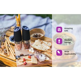 KSL Gravity Electric Salt and Pepper Grinder Set - Mother's Day Gift - Adjustable Motorized Electrical Powered Auto Shakers-Automatic Power Mill-Automated Battery Electronic Crusher